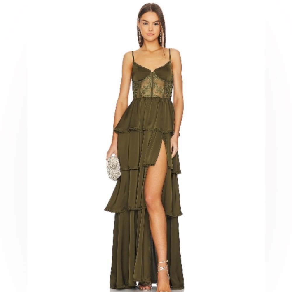 V. Chapman Dakota Gown in Olive, Size 2